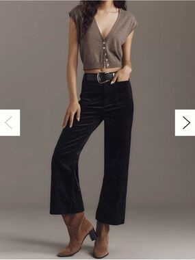Maeve @merricksart Black Cropped Colette subtle heart print corduroy Pants 26